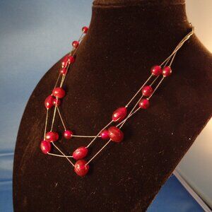 Burgundy lot of three necklaces